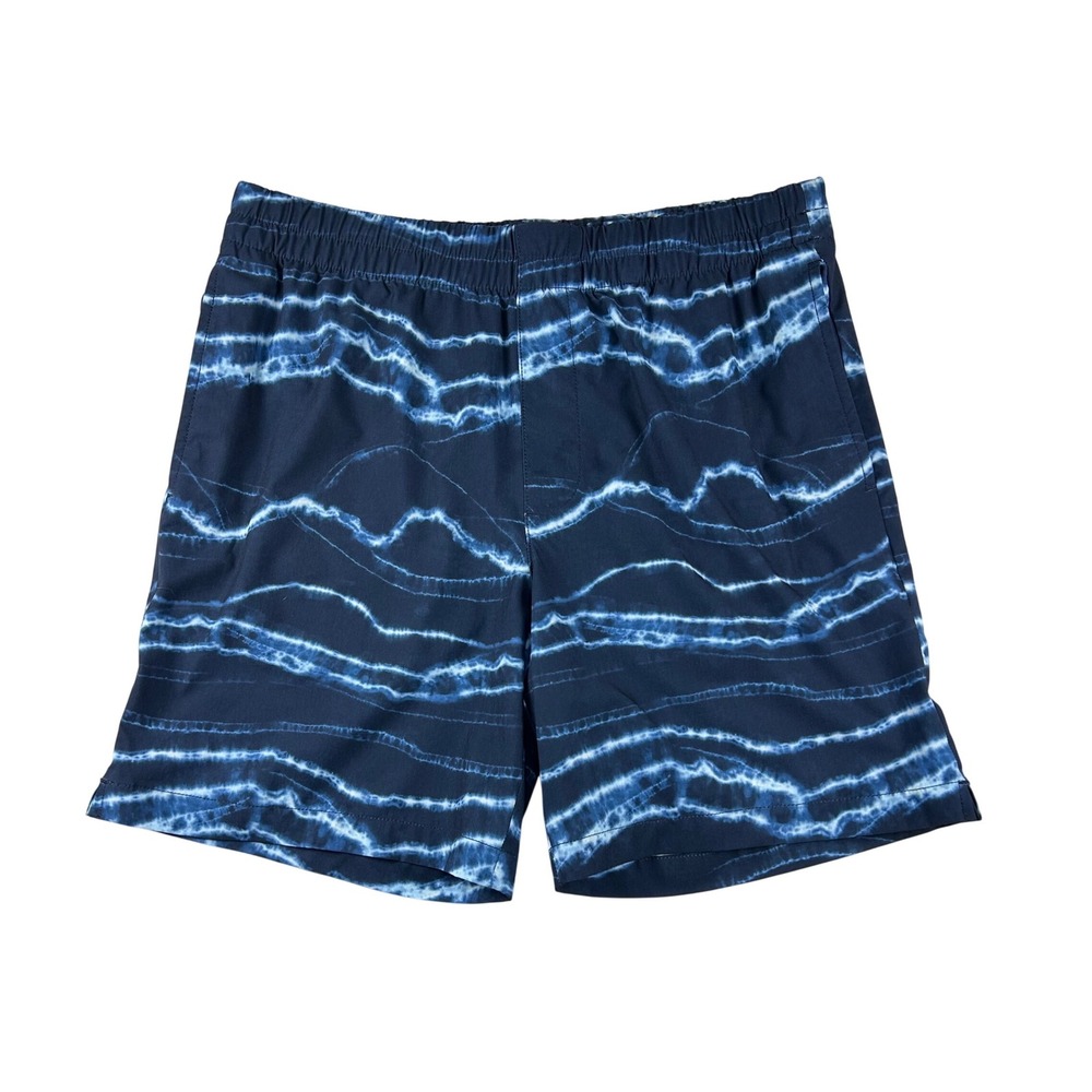 Banana Republic Mens Hybrid Shorts Blue Tie Dye Wave Elastic Waist Size M 664832